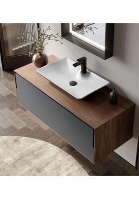 Orka Craft Banyo Dolabı Takımı 120 cm Ceviz - Beyaz - 2