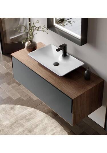 Orka Craft Banyo Dolabı Takımı 120 cm Ceviz - Beyaz - 2