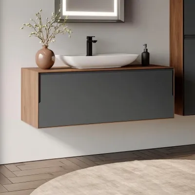 Orka Craft Banyo Dolabı Takımı 120 cm Ceviz - Beyaz - 1