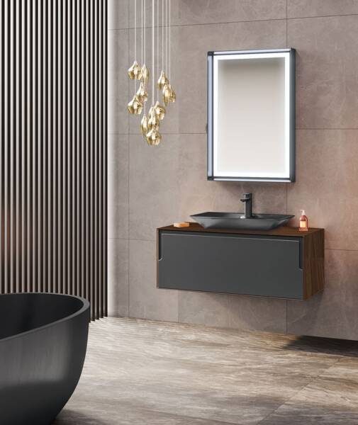 Orka Craft Banyo Dolabı Takımı 80 cm Ceviz - Antrasit - 1