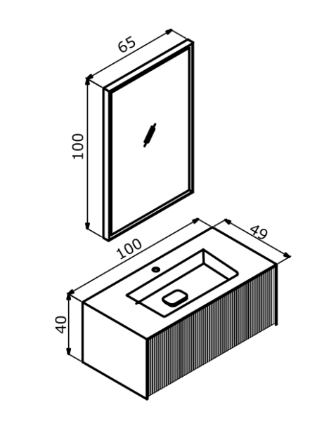 Orka Cube Banyo Dolabı Takımı 100 cm Antrasit - 4
