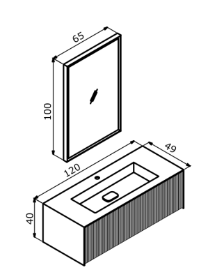 Orka Cube Banyo Dolabı Takımı 120 cm Vizon - 2