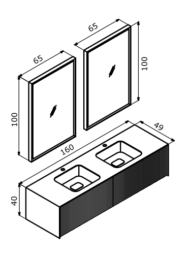 Orka Cube Banyo Dolabı Takımı 160 cm Antrasit - 4