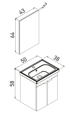 Orka Desna Banyo Dolabı Takımı 50cm Antrasit - 2