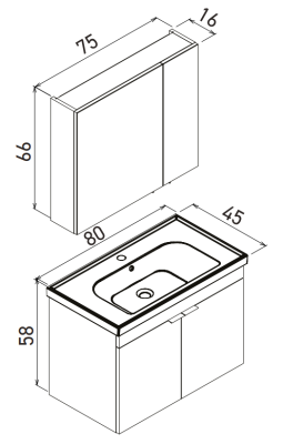Orka Desna Banyo Dolabı Takımı 80cm Beyaz - 2