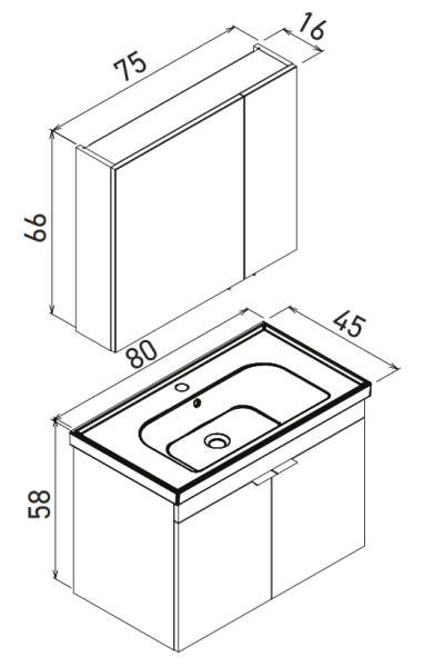 Orka Desna Banyo Dolabı Takımı 80cm Beyaz - 2