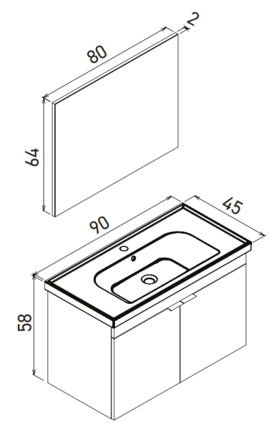Orka Desna Banyo Dolabı Takımı 90cm Çöl Beji - 3