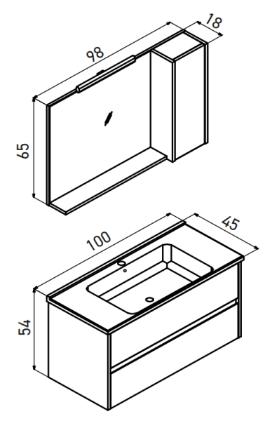 Orka Düden Çekmeceli Banyo Dolabı Takımı 100 cm Ceviz - 3