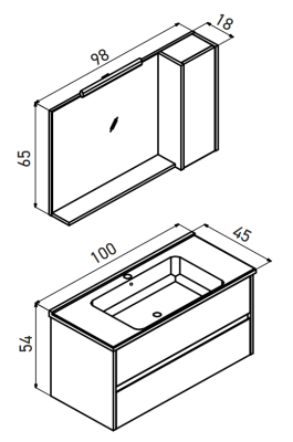 Orka Düden Çekmeceli Banyo Dolabı Takımı 100 cm Meşe - 4