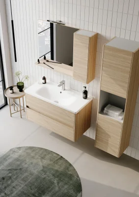 Orka Düden Çekmeceli Banyo Dolabı Takımı 100 cm Meşe - 2