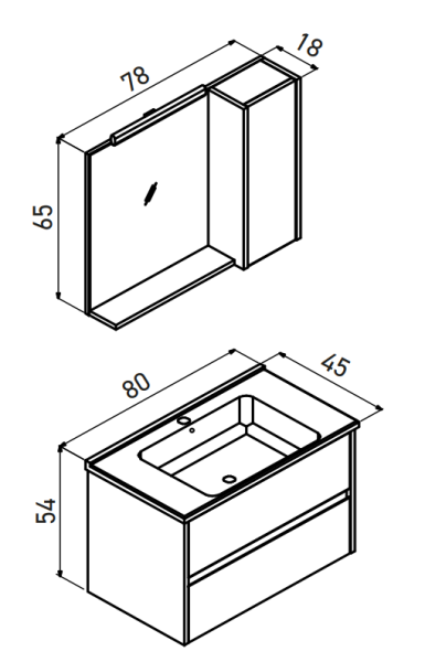 Orka Düden Çekmeceli Banyo Dolabı Takımı 80 cm Beyaz - 2