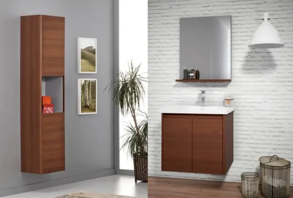 Orka Düden Kapaklı Banyo Dolabı Takımı 65 cm Ceviz - 1