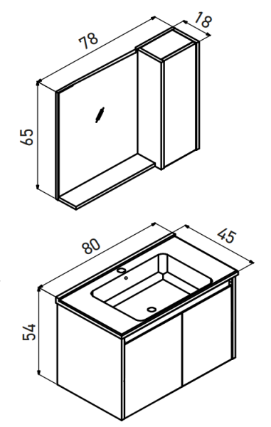 Orka Düden Kapaklı Banyo Dolabı Takımı 80 cm Meşe - 4