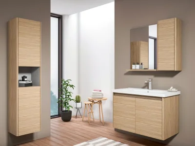 Orka Düden Kapaklı Banyo Dolabı Takımı 80 cm Meşe - 2