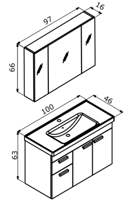 Orka Enez Banyo Dolabı Takımı 100cm Beyaz - 3