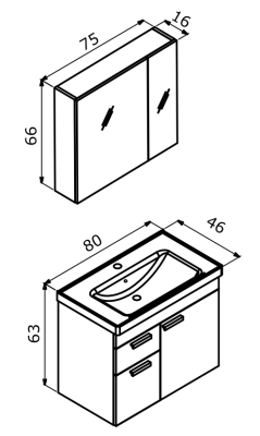 Orka Enez Banyo Dolabı Takımı 80cm Beyaz - 2