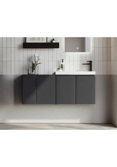 Orka Ferla Banyo Dolabı Takımı 110 cm Antrasit - 1
