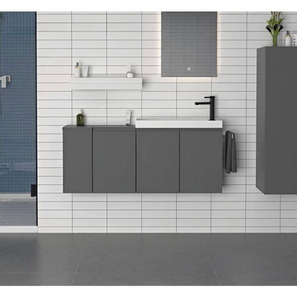 Orka Ferla Banyo Dolabı Takımı 110 cm Gri - 1