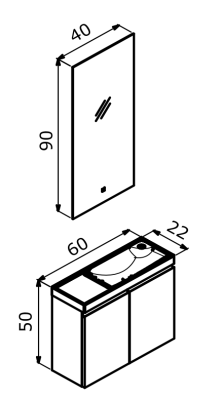 Orka Ferla Banyo Dolabı Takımı 60 cm Tarçın - 2