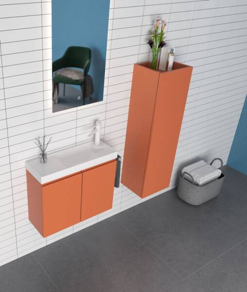 Orka Ferla Banyo Dolabı Takımı 60 cm Tarçın - 1