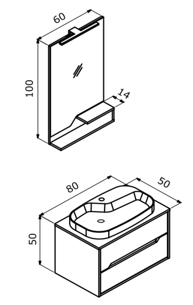 Orka Galia Banyo Dolabı Takımı 80 cm Legnano - 3