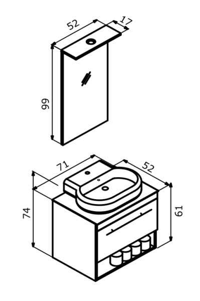 Orka Knidos Banyo Dolabı Takımı 70 cm Legnano - 4