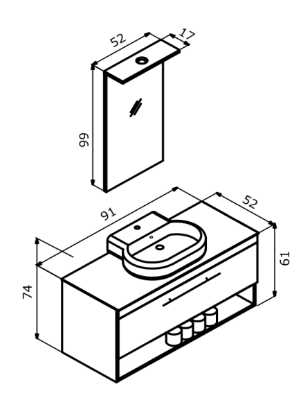Orka Knidos Banyo Dolabı Takımı 90 cm Navaro - 4