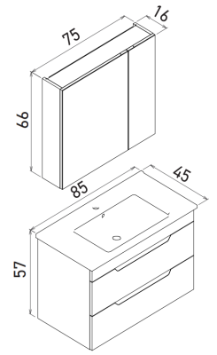 Orka Lena Çekmeceli Banyo Dolabı Takımı 85cm Çöl Beji - 4