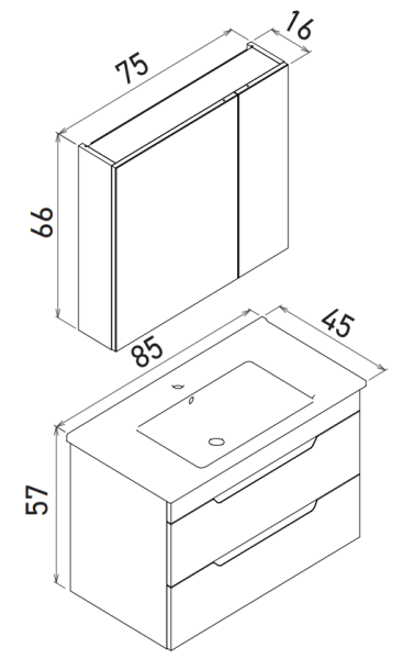 Orka Lena Çekmeceli Banyo Dolabı Takımı 85cm Çöl Beji - 4