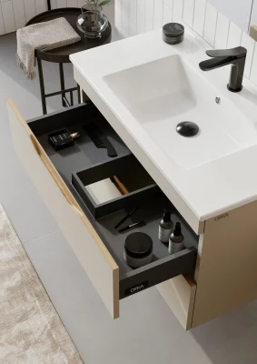 Orka Lena Çekmeceli Banyo Dolabı Takımı 85cm Çöl Beji - 3