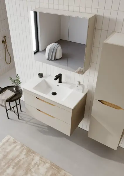 Orka Lena Çekmeceli Banyo Dolabı Takımı 85cm Çöl Beji - 2