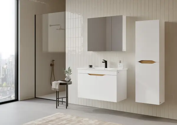 Orka Lena Kapaklı Banyo Dolabı Takımı 85cm Beyaz - 1