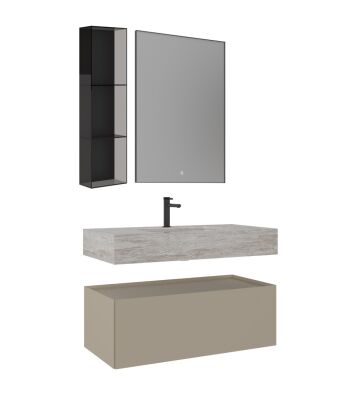 Orka Levanto Banyo Dolabı Takımı 100 cm Bej - ORKA BANYO