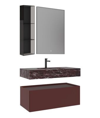 Orka Levanto Banyo Dolabı Takımı 100 cm Vişne - ORKA BANYO