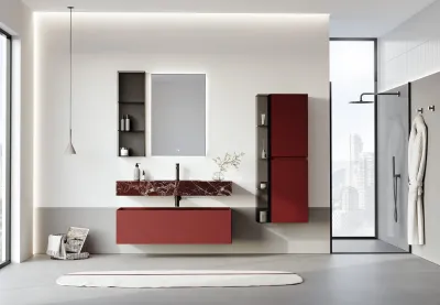 Orka Levanto Banyo Dolabı Takımı 100 cm Vişne - 2