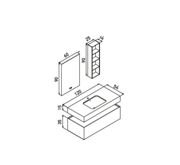 Orka Levanto Banyo Dolabı Takımı 120 cm Vişne - 4