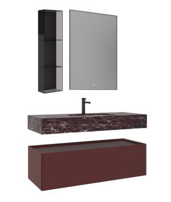 Orka Levanto Banyo Dolabı Takımı 120 cm Vişne - 1