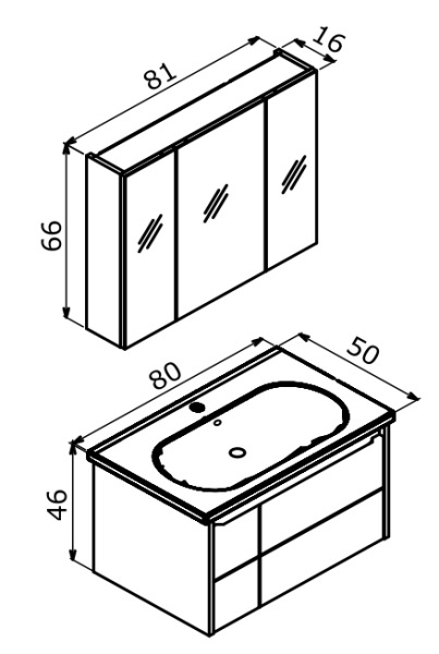 Orka Likya Banyo Dolabı Takımı 80 cm Beyaz - 4