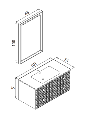 Orka Lipari Banyo Dolabı Takımı 100 cm Vizon - 4