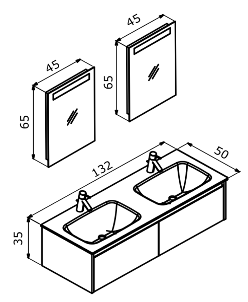 Orka Lisbon Banyo Dolabı Takımı 132 cm Antrasit - 4