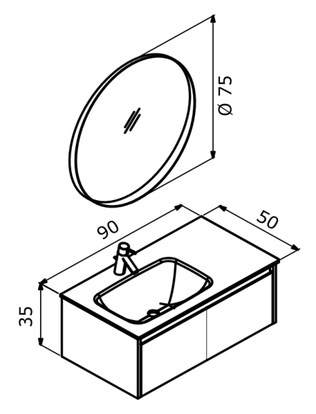Orka Lisbon Banyo Dolabı Takımı 90 cm Beyaz - 3
