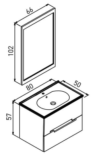 Orka Lodi Banyo Dolabı Takımı 80 cm Beyaz - Gümüş - 3