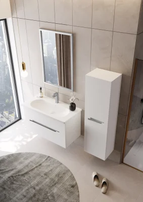 Orka Lodi Banyo Dolabı Takımı 80 cm Beyaz - Gümüş - 2