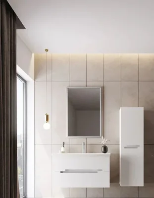 Orka Lodi Banyo Dolabı Takımı 80 cm Beyaz - Gümüş - 1