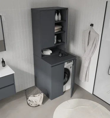 Orka Lume Çamaşır ve Kurutma Makinesi Dolabı Antrasit - 1