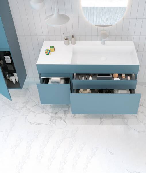 Orka Lusso Banyo Dolabı Takımı 120 cm Mat Mavi - 3