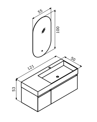 Orka Lusso Banyo Dolabı Takımı 120 cm Mat Tarçın - 4