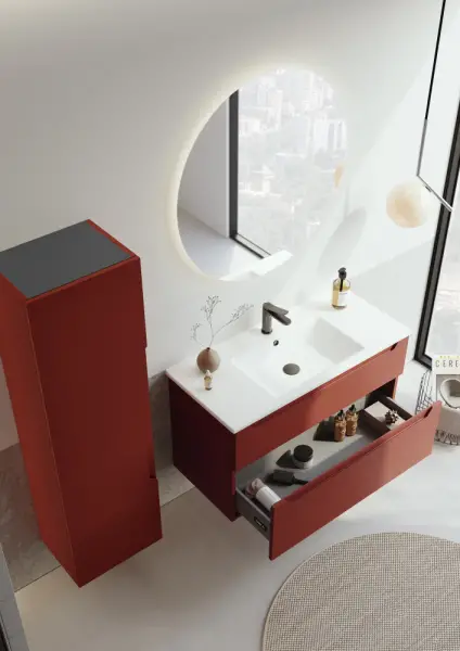 Orka Messina Banyo Dolabı Takımı 100 cm Kırmızı - 3