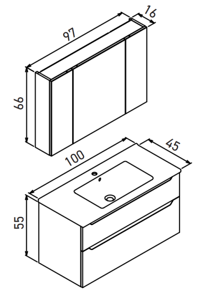 Orka Messina Banyo Dolabı Takımı 100 cm Meşe - 2