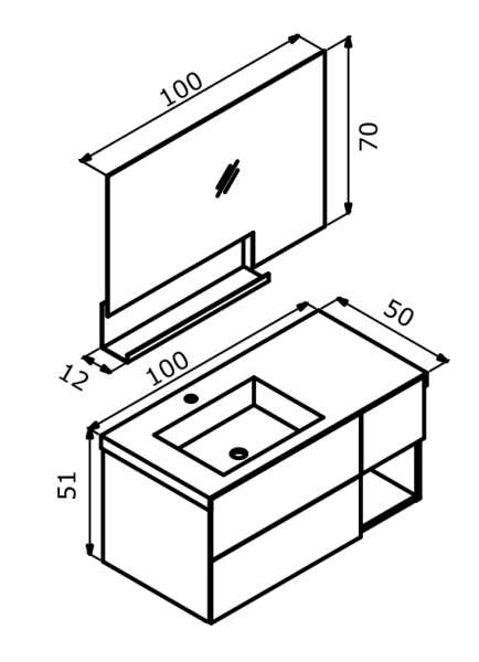 Orka Milano Banyo Dolabı Takımı 100 cm Gri - 3